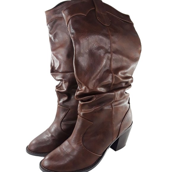 Brown Kneehigh Slouch Boots- Womens Sz 8.5 - Picture 2 of 5